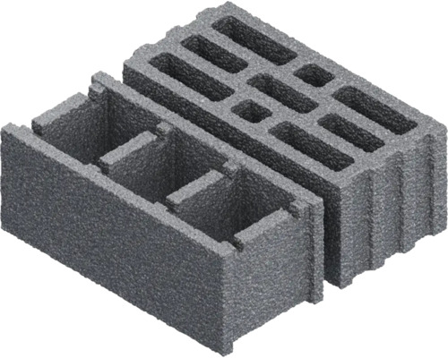 Zwei Betonsteine mit Hohlräumen