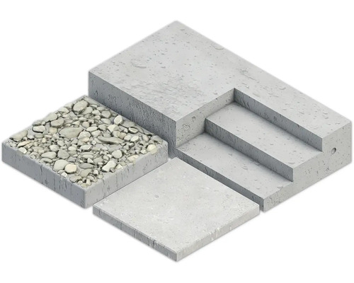 Illustration von Trittplatten und Blockstufen aus Beton
