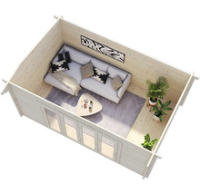 Gartenhaus Palmako Ines 13,7 m2 Bifold inkl. Fußboden 524 x 379 cm hellgrau-weiß