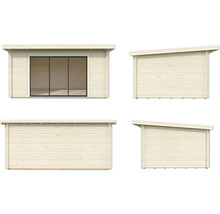 Gartenhaus Palmako Lea 14,2 m² Slide Plus inkl. Fußboden 494 x 402 cm weiß-anthrazit