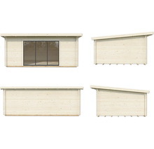 Gartenhaus Palmako Lea 19,4 m² Slide inkl. Fußboden 578 x 451 cm weiß-anthrazit