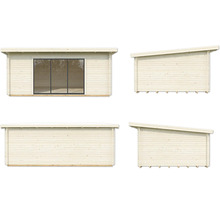 Gartenhaus Palmako Lea 19,4 m² Slide Plus inkl. Fußboden 578 x 451 cm hellgrau-anthrazit