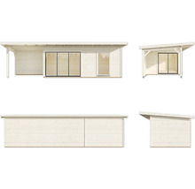 Gartenhaus Palmako Andrea 17,1+7,9 m² Slide inkl. Fußboden 920 x 402 cm weiß-anthrazit