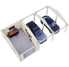 Einzelgarage Palmako Roger 19,0+33,2 m² kit ohne Tor 1006 x 619 cm tauchgrundiert braun