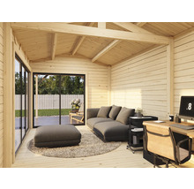 Gartenhaus Palmako Amanda 17,1+7,8 m² Slide Plus inkl. Fußboden 917 x 340 cm natur