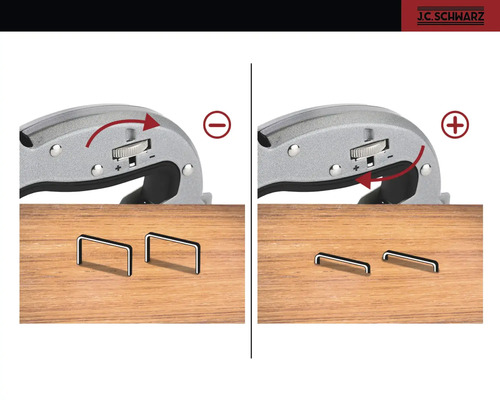 Einstellungsmöglichkeiten eines Tackergerätes mit Klammern