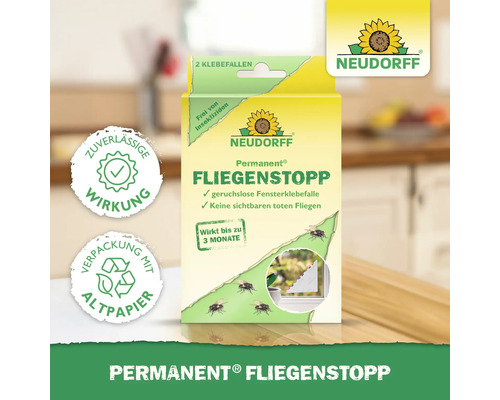 Neudorff Permanent Fliegenstopp Packung mit Fensterklebefallen gegen Fliegen