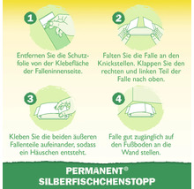 Anleitung zur Anwendung der Silberfischchenfalle mit vier Schritten