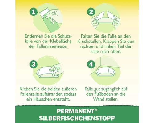 Anleitung zur Anwendung der Silberfischchenfalle mit vier Schritten