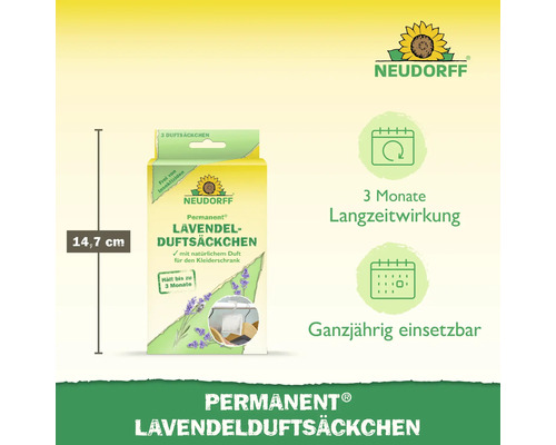Neudorff Permanent Lavendelduftsäckchen Packung mit Größenangabe