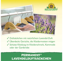 Neudorff Logo. Duftsäckchen mit Lavendelduft zur Abwehr von Kleidermotten im Kleiderschrank.