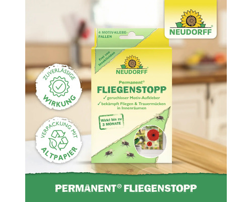 Neudorff Permanent Fliegenstopp Packung mit 4 Motiv-Klebefallen