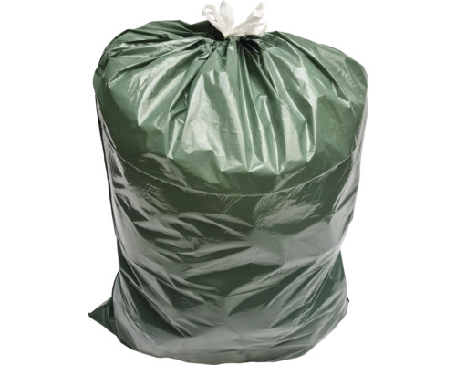 Gefüllter Müllsack aus Kunststoff mit Verschlussband