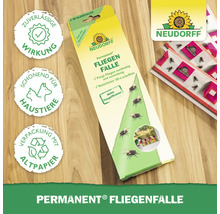 Neudorff Permanent Fliegenfalle Packung mit Symbolen für zuverlässige Wirkung, Schonung von Haustieren und Altpapierverpackung