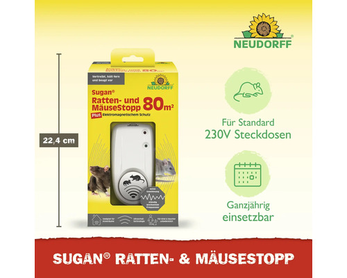 Sugan Ratten- und Mäusestopp mit elektromagnetischem Schutz für Innenräume, 22,4 cm hoch