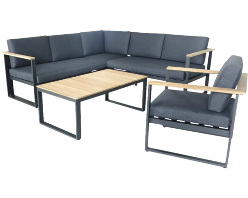 Gartenmöbel Set mit Ecksofa, Sessel und Tisch