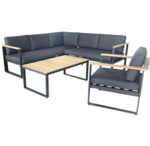 Gartensitzgruppe mit Ecksofa, Sessel und Tisch