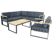 Gartenmöbelset mit Ecksofa, Sessel und Tisch