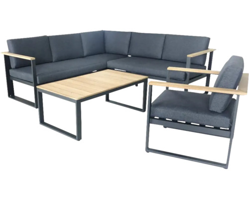 Gartenmöbelset mit Ecksofa, Sessel und Tisch
