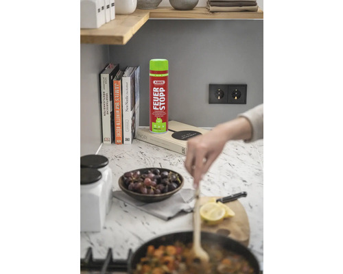 Abus Feuerstopp Feuerlöscherspray in einer Küche