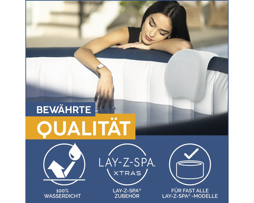 Lay-Z-Spa Whirlpool mit Frau und Kopfstütze