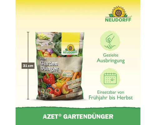 Azet Gartendünger Packung mit einer Höhe von 31 Zentimetern