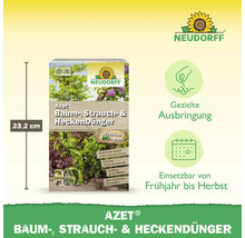 Azet Baum-, Strauch- & Heckendünger Packung mit Maßangabe 23,2 cm und Neudorff Logo