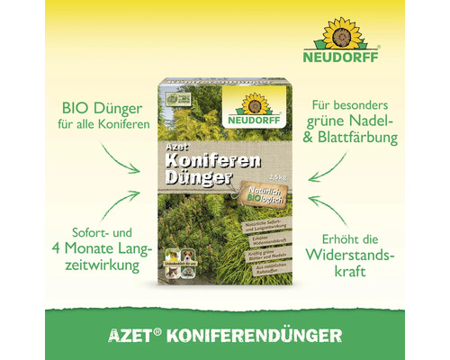 Azet Koniferendünger für grüne Nadeln und Blätter im 2,5 Kilogramm Paket