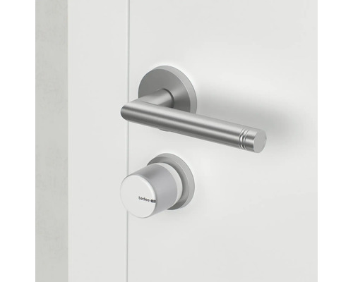 Türbeschlag mit Türklinke und Tedee Logo