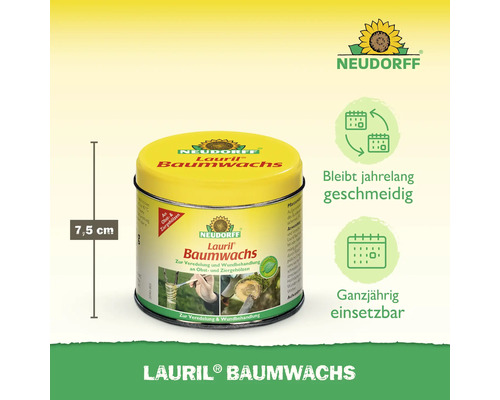 Neudorff Lauril Baumwachs zur Veredelung und Wundbehandlung, 7,5 cm Dose
