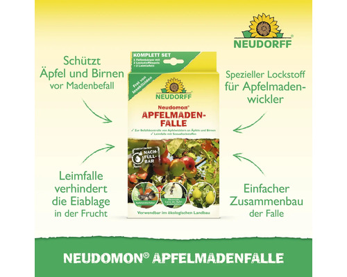 Neudorff Neudomon Apfelmadenfalle zum Schutz von Äpfeln und Birnen vor Madenbefall, Komplettset mit Lockstoffdepots