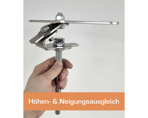 Höhen und Neigungsausgleich aus Metall in der Hand