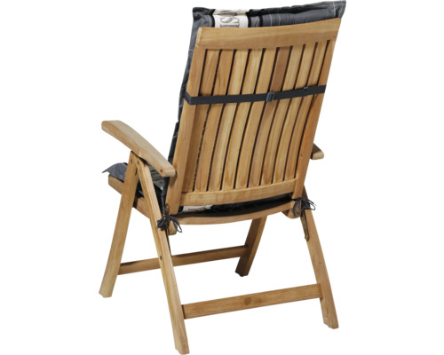 Gartensessel aus Holz mit Armlehnen und Auflage, Ansicht von hinten