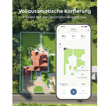 Smartphone displaying a mapped garden for an automatic lawnmower