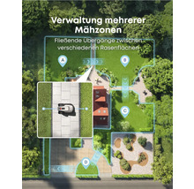 Verwaltung mehrerer Mähzonen mit fließenden Übergängen zwischen verschiedenen Rasenflächen