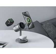 Aukey Logo, Ladestation mit induktiven Ladeflächen für Handy, Smartwatch und Kopfhörer