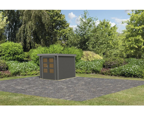 Gartenhaus aus Holz mit Tür im Garten