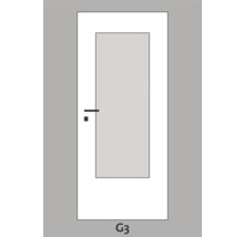 Zimmertür mit Glaseinsatz und Drückergarnitur