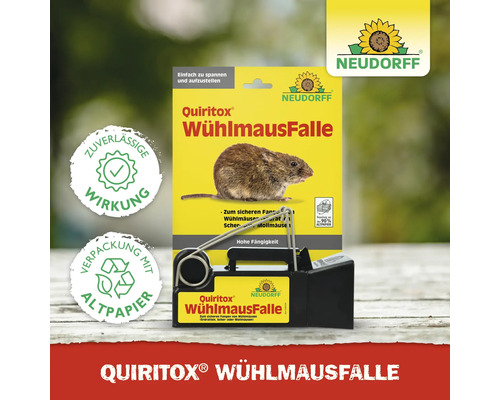 Quiritox Wühlmausfalle Verpackung mit Neudorff Logo