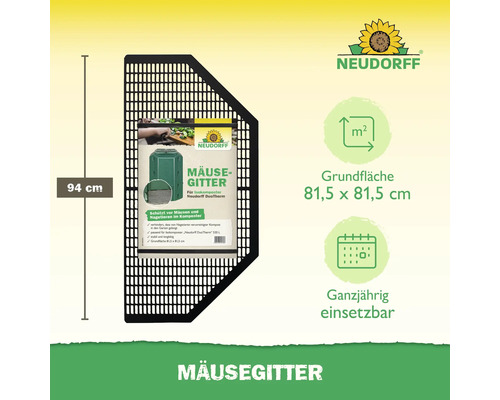 Neudorff Mäusegitter für Komposter, 94 Zentimeter hoch, Grundfläche 81,5 x 81,5 Zentimeter