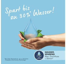 Wasserhahn-Produktwerbung mit dem Slogan spart bis zu 30 Prozent Wasser