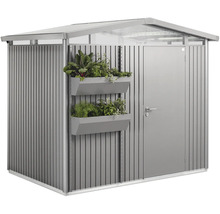 Gartenhaus Biohort Panorama P3 mit Einzeltür, Regal und Dachrinne 273 x 238 cm quarzgrau-metallic
