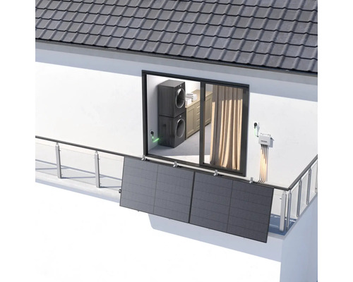 Hausfassade mit installierter Balkon Solaranlage