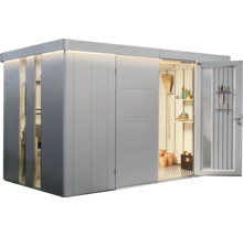 Gartenschrank mit Regalen und Gartengeräten