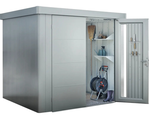 Gartenschrank mit Schiebetür, Regalen und Werkzeugaufhängung zur Aufbewahrung von Gartengeräten