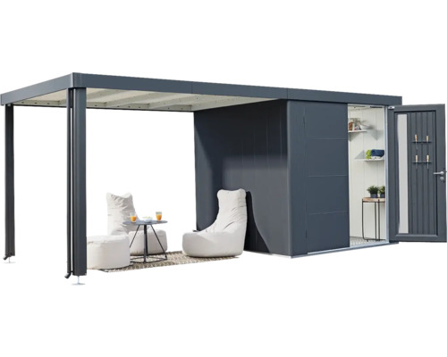 Geräumiger Gartenpavillon mit Geräteschuppen und Sitzbereich