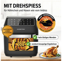 Gourmetmaxx Heißluftfritteuse mit Sichtfenster und Drehspieß zum Grillen von Hähnchen
