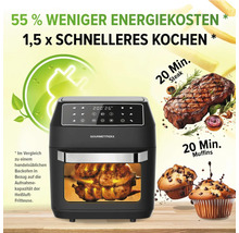 Gourmetmaxx Heißluftfritteuse mit Speisen wie Steak und Muffins