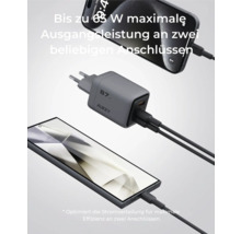 Aukey 65 Watt Charger with two phones connected