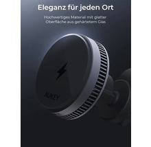 Aukey Logo. Magnetische Handyhalterung mit Blitz Symbol.